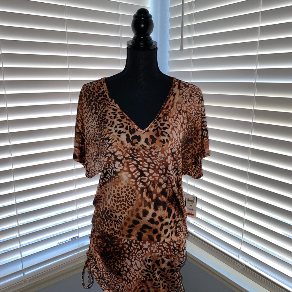 NWT Leopard Print V-Neck Coverup XS